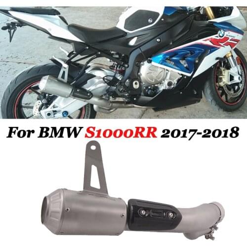 Slip On For BMW S1000RR 2017 2018 Motorcycle Exhaust Escape Moto Modified Muffler Middle Link Pipe Carbon Heat Shiled Cover Plug