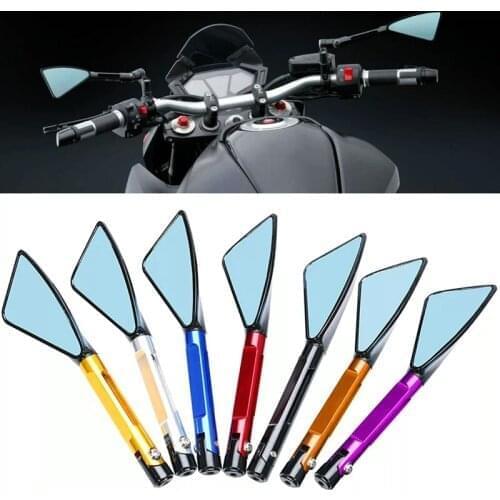 Universal Motorcycle Mirrors Blue glass Anti-vertigo moto Accessories CNC Rearview Side Mirrors Mounting Tool Bolts 8mm 10mm