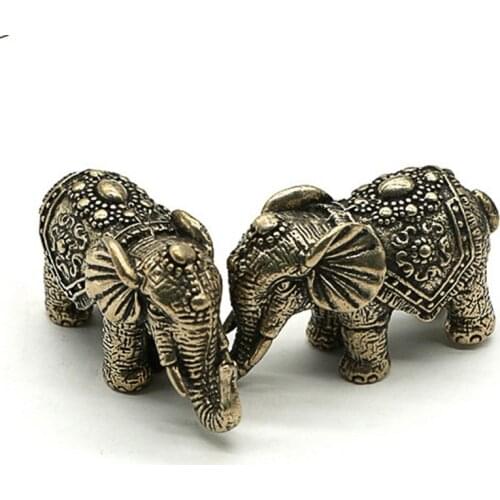 Vintage Copper Auspicious Elephant Ornaments Retro Brass Animal Figurines Desk Decoration Home Decor Accessories for Living Room
