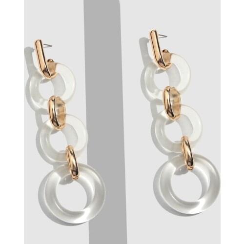 Flatfoosie Korean New Vintage Drop Earrings Jewelry Earrings for Women Metal Resin Ethnic Statement Dangle Earring Party Bijoux