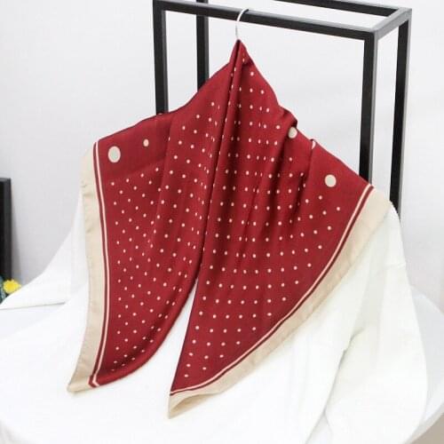 Fashion Women Neck Scarf For Hair Dot Print Kerchief Silk Satin Head Scarfs Female 70cm*70cm Small Shawls Bag Scarves For Ladies