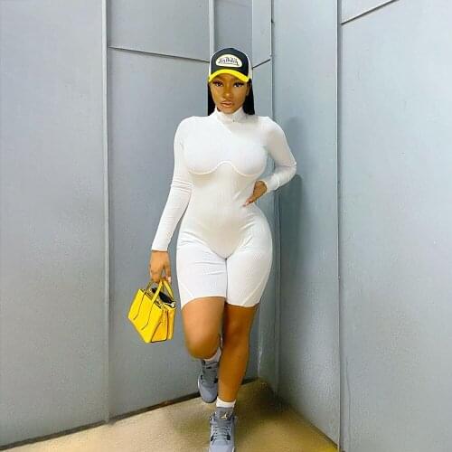 RMSFE 2021 Womens Long Sleeve High Neck Fashion Solid Color Sports Leisure Sexy Open Back Elastic Jumpsuit