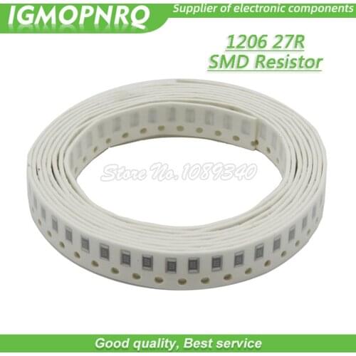 100PCS 1206 SMD Resistor 1% resistance resistance resistance 27 ohm chip resistor 0.25W 1/4W 27R IGMOPNRQ
