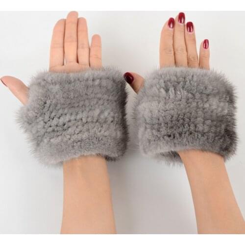 Knitted Women Gloves Fingerless Winter Real Fur Mink Mittens For 2020 New Fashion Mink Fur Fur Women Gloves Knitted