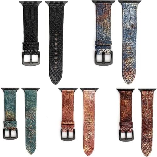 38mm 40mm 42mm 44mm Replacement Leather Bracelet For Apple Watch Leather Band Snake Skin Sport Watch Strap Men Wrist Band