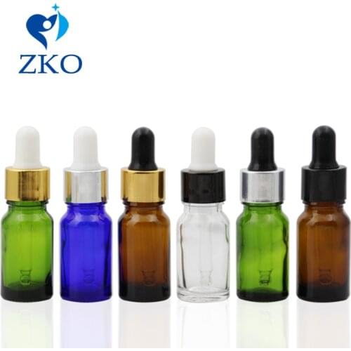 5ml 10ml 15ml 20ml 30ml 50ml Aluminum Essential Oil Bottle Comestic Skincare Glass Bottle with Gold/Silver Dropper Free Shipping