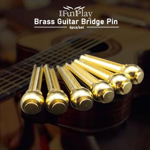 6pcs Brass Guitar Bridge Pin for Acoustic Guitar String Delay End Pin Replacement Guitar Parts Accessories