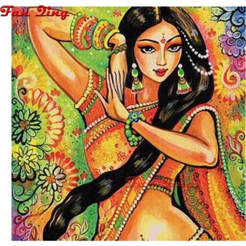 5D DIY Diamond Painting Indian Woman Diamond Embroidery Home Decor Rhinestone Mosaic Art Beauty Girl Pictures