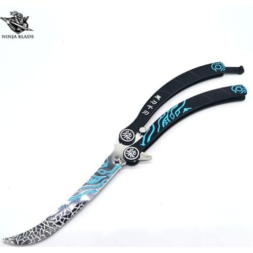 Anime Scissor Seven Training Butterfly Knife Magic Sword Balisong Curved Trainers Unsharpend Blade Display Training Model