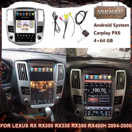 Android vertical screen car radio for Lexus RX RX300 RX330 RX350 RX400H 2004-2008 GPS navigation multimedia player Head Unit