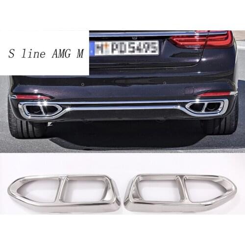 Car styling Rline Tail Throat Exhaust Pipe For BMW 7 Series G11 G12 Car exhaust pipe cover Sticker muffler tip auto accessories