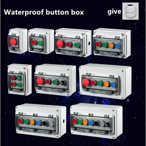 Button box emergency stop control box box box start stop waterproof outdoor switch self reset protective cover