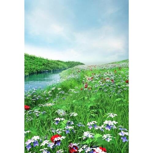 Clear stream background photo vinyl fotografia outdoor flowers photography backdrop for photographic studio funds props S-3100