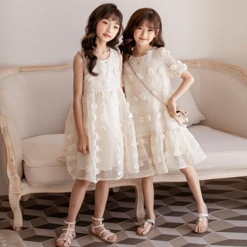 Party Kids Dress Girls Sleeveless Summer Dresses Embroidery Lace Princess Dress Children Clothes 4 6 8 10 12 14Y Costume