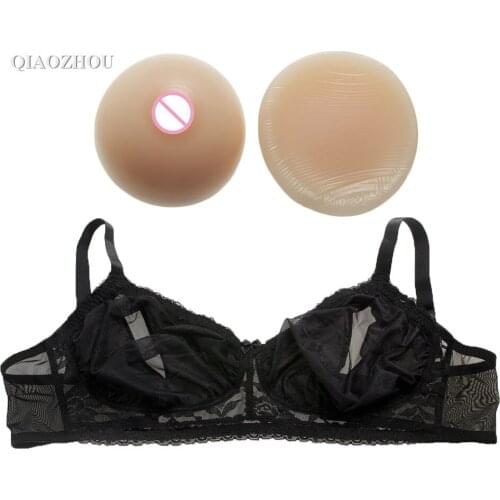 85 B shemale hot sexy fake breast silicon with bra for men realistic silicone breast forms transgender pink black