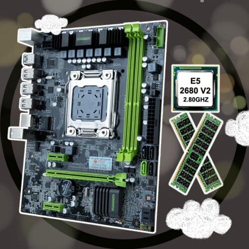 HUANANZHI X79-6M M-ATX Motherboard CPU RAM Bundle HI-SPEED NGFF/NVME SSD M.2 Slots CPU Intel Xeon E5 2680 V2 RAM 32G(2*16G) RECC