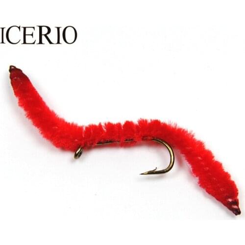 ICERIO 8PCS Scarlet San Juan Worm Aquatic Worms Fly Trout Fishing Flies Lures #10