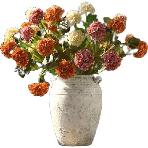 6Pcs Fake Oil Painting Hydrangea (3 Heads/Piece) 26" Length Simulation Retro Autumn Hydrangeas for Wedding Centerpiece