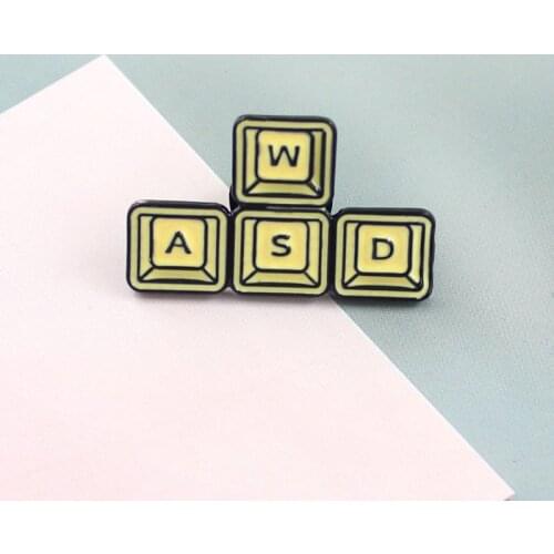 Computer Keyboard WASD Enamel Brooch Passion Game Player Digital Symbol Badge Pin Mens and Womens Backpack Accessories