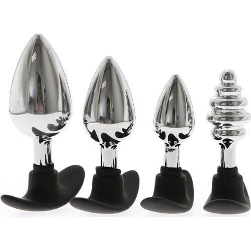 Unisex Metal Anal Plug Outdoor Wear Butt Plug with Softable Silicone Sleeve Sex Toys Insert Anal Toys