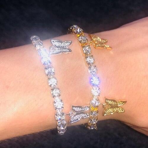 Trendy New Crystal Chain Bracelet For Women Gold Silver Color Metal Butterfly Pendant Bracelet 2020 Jewelry Party Gift