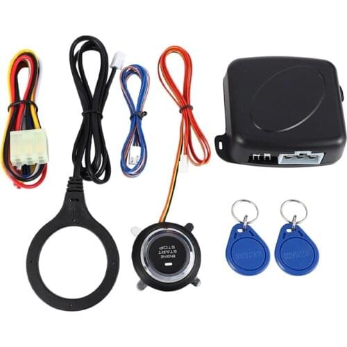 Novel-Smart RFID Car Alarm System Push Engine Start Stop Button Lock Ignition Immobilizer with Remote Keyless Go Entry System 12