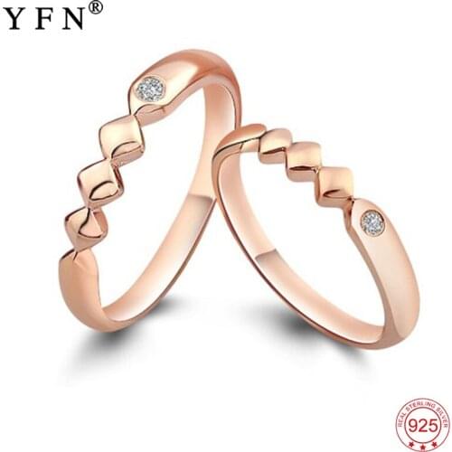 New Arrival Genuine 925 Sterling Silver Lover Jewelry Couple Rings Rose Gold Color Engagement Rings For Women and Men GNJ0569
