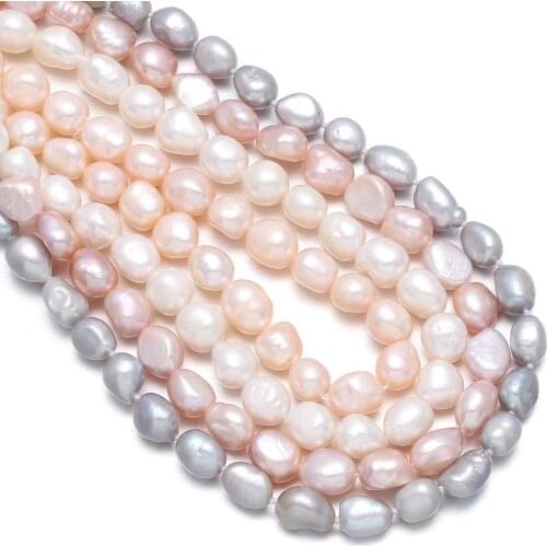 New rice-shaped natural pearl color matching bracelet necklace jewelry for DIY jewelry best birthday gift size 8-9mm