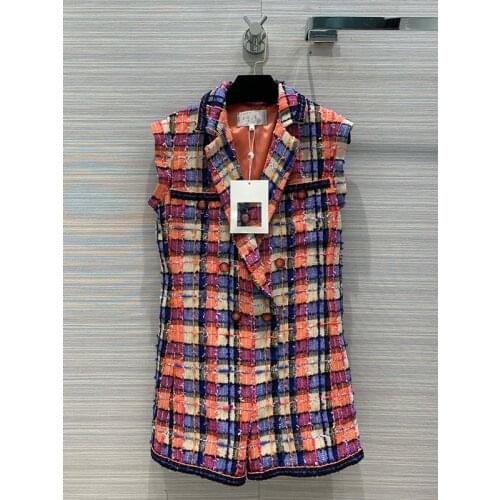 Autumn 2020 new womens Color grid Jumpsuits temperament tailored collar