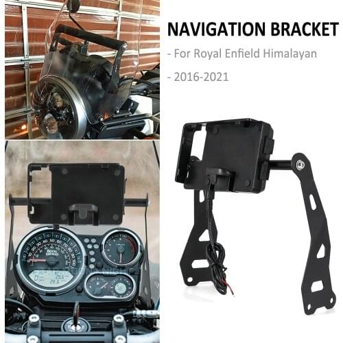 For Royal Enfield Himalayan 2016 - 2021 Motorcycle Mobile Phone GPS Mount Navigation Plate Bracket USB Wireless Charging Stand