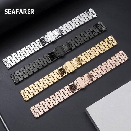Stainless Steel Band Strap Butterfly Buckle Men Women Replacement Bracelet Watch Accessories For Armani AR1926 AR1908 Rose Gold