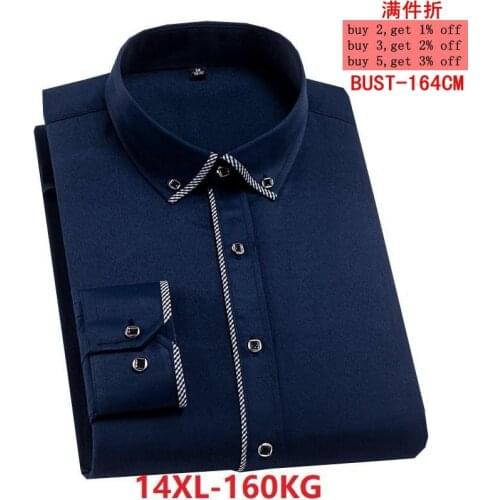 Autumn summer men Large size plus size shirt 8XL Long sleeve striped 14XL big size 7XL work Dress shirt 10XL Business 12XL red