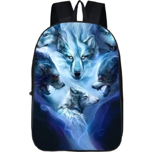 Wolf Backpack Anime Moon Dog For Teenagers Boys Girls Toddler Animal Kid School Book Bags Men Women Mochila Bolsa
