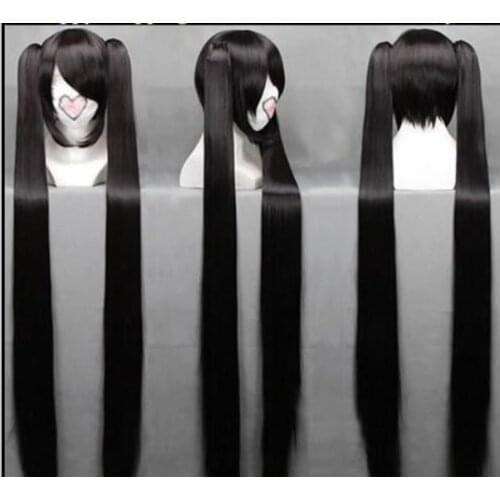 Suyushun302++ >> HOT sell Shipping >>> Lady Vocaloid Zatsune Miku 2 x clip ponytail Props Black BRS ROCK SHOOTER Wig