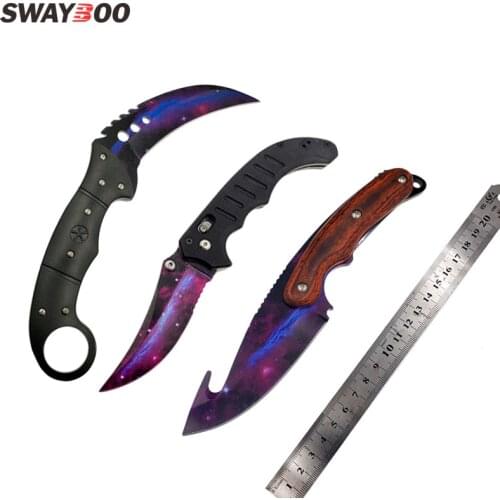 Swayboo Stainless Steel Real CS:GO Knife Set Talon+Gut+Flip Knife karambit Outdoor Camping Survival Knives Collection