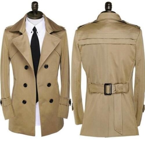 Khaki brown 2020 new designer autumn spring slim sexy trench coat men business outerwear mens trench coat clothing belt S - 9XL