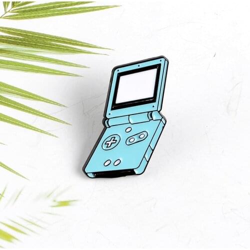 Vintage Handheld game console Enamel Pins Cartoon Brooches Shirt Bag Blue Game Button Badge Fashion Jewelry For Kids Friends