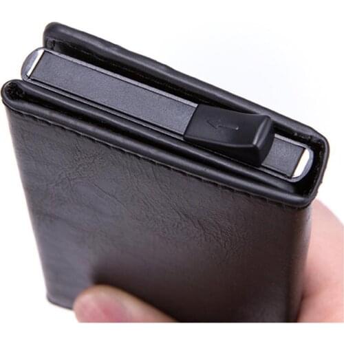 Vintage Antitheft Men Credit Card Holder Blocking Rfid Wallet Leather Unisex Security Information Aluminum Metal Purse fashion