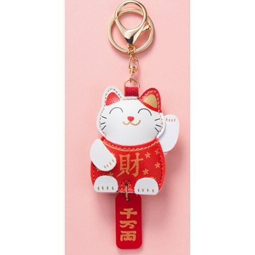High Quality Lucky Cat Animal Head Cute Keychain Car KeyRing Gifts Key Holder Charm Bag Pendant Luxury Key Chain Good Luck