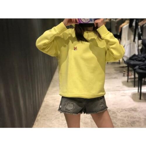 Women Hoodie Autumn and Winter New Style Small Fox Embroidery Long-sleeved Sweater Loose Sweatshirt Short