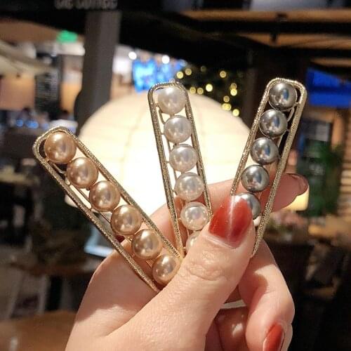 Fashion simple retro vintage Crystal Pearl Elegant Women Barrettes Hair Clip Hairgrips Hair Accessorie Headwear For Women girls