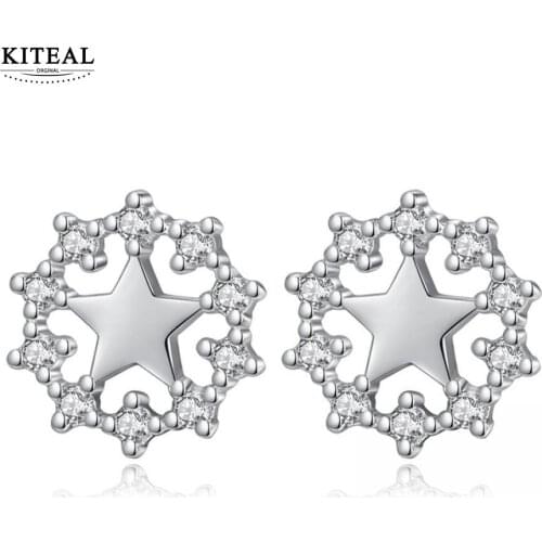 KITEAL New 2018 silver color Goddess cute star earring for women boucle doreille femme jewelry accessories 925 stamp