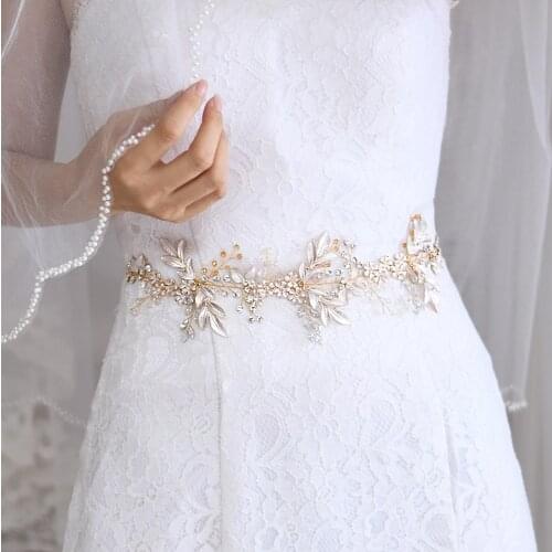 ZMSH278 Wedding Belt Champagne Gold Womens Gold Female Bridal Belt Vintage Embellished Sash Red Rhinestone Belts for Dresses