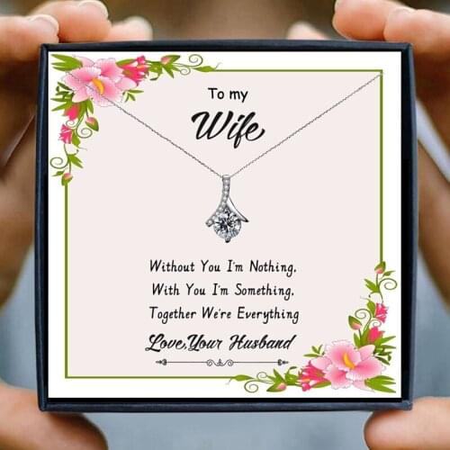 Wife Necklaces Gifts Crystal Chain Necklaces for Women Crystal Family Love Husband Collares Bijoux Birthday Christmas Jewelry