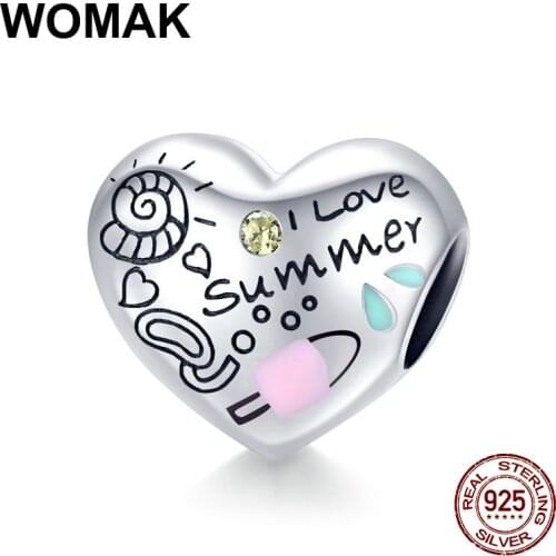 100%925 sterling silver woman brand jewelry original heart bead summer graffiti charm fit 3MM bracelet making Valentine gift