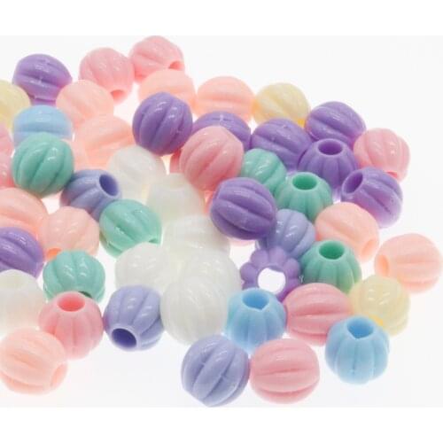 CHONGAI 100Pcs Candy Color Acrylic Striped lantern Spacer Beads For Jewelry Making DIY Jewelry Accessories For Handicrafts 10mm