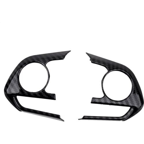 2Pcs Car Steering Wheel Button Frame Cover Trim Decoration ABS Plastic Carbon Fiber Texture Fit for Toyota Camry 2018 2019