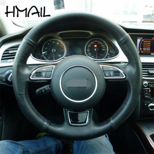 38CM Customized For Audi A1 A3 Leather Material Hand sewing Car Steering wheel cover For Audi