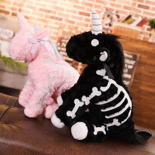 40CM Dark Punk Unicorn Backpack Gothic Rock Pink Angel Skeleton Flying Horse Backpack Kids Bags For Girls Gifts For Children