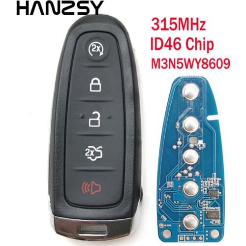 5 Buttons Smart Key For Ford Explorer Edge 2011 2012 2013 2014 2015 2016 2017 keyless entry system Remote key ID46 Chip 315MHZ